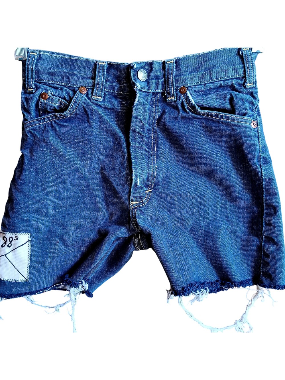 True Vintage Girls Hippie Shorts sz 10 25W Selvedge Denim Patchwork Distressed